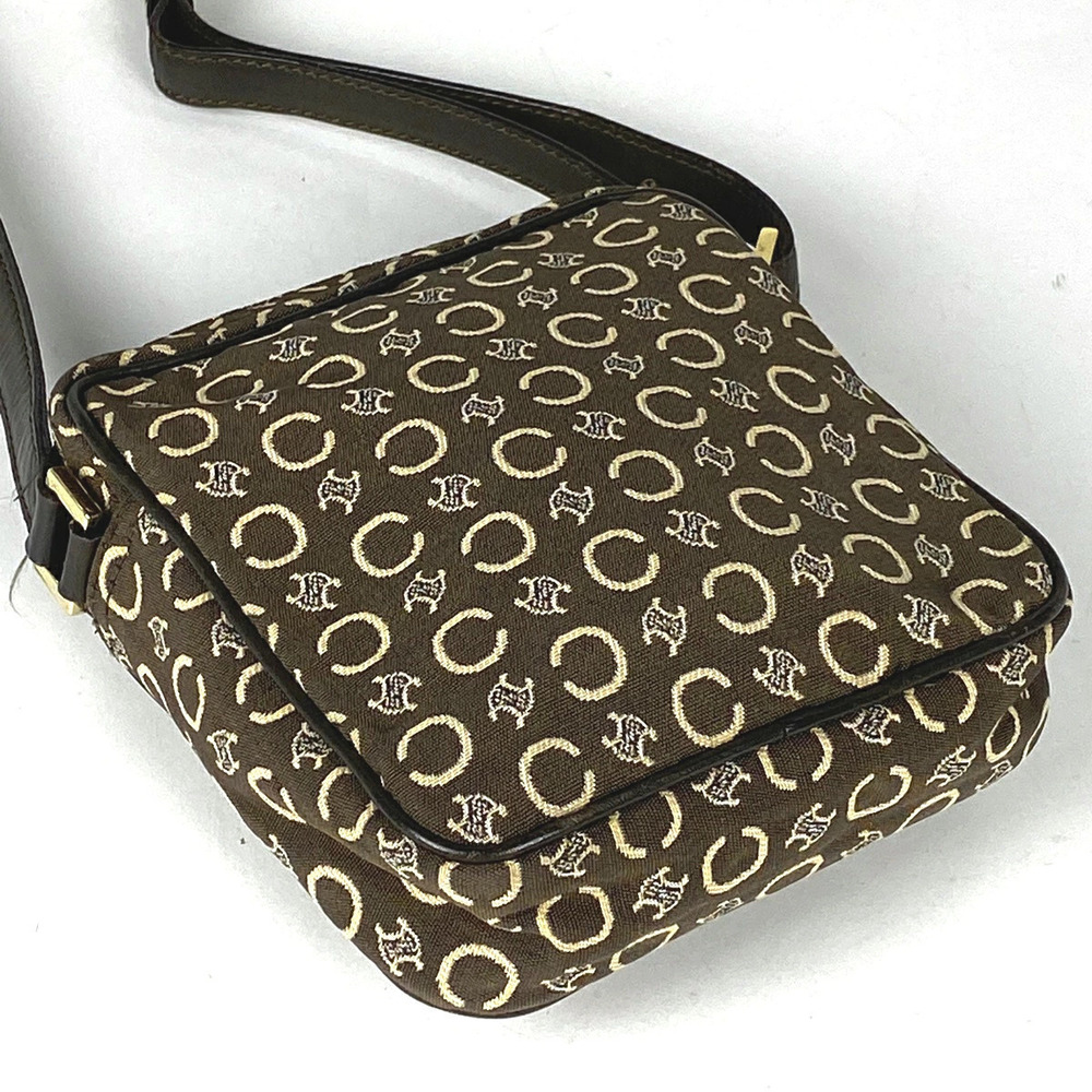 Celine Brown Canvas All over Shoulder Macadam Logo Bag